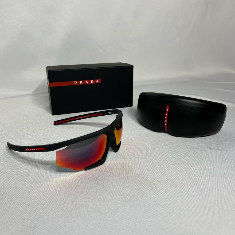 Prada Linea Rossa Red & Black Shield Sunglasses